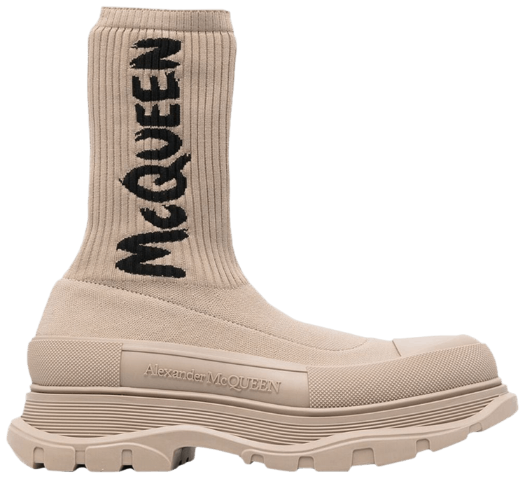 Alexander McQueen Knit Tread Slick Boot Graffiti   Beige