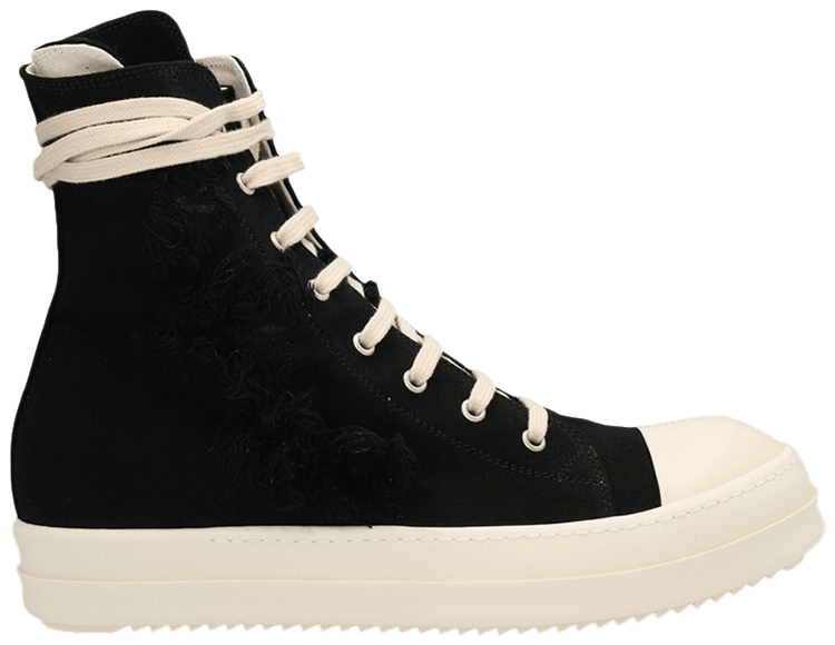Rick Owens Wmns DRKSHDW Strobe Cotton Denim Slashed High Black Milk