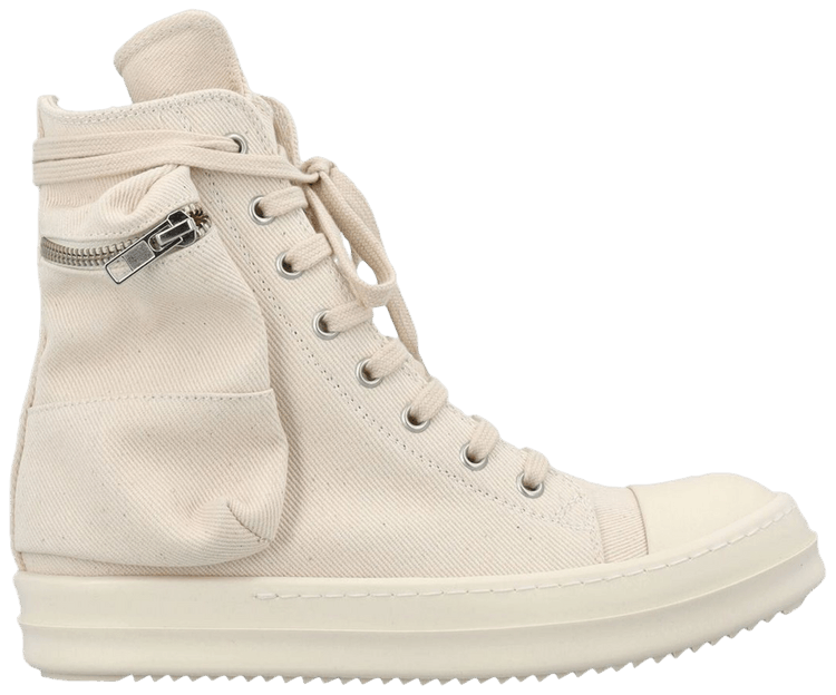 Rick Owens Wmns DRKSHDW Strobe Cotton Denim Cargo High Natural Milk