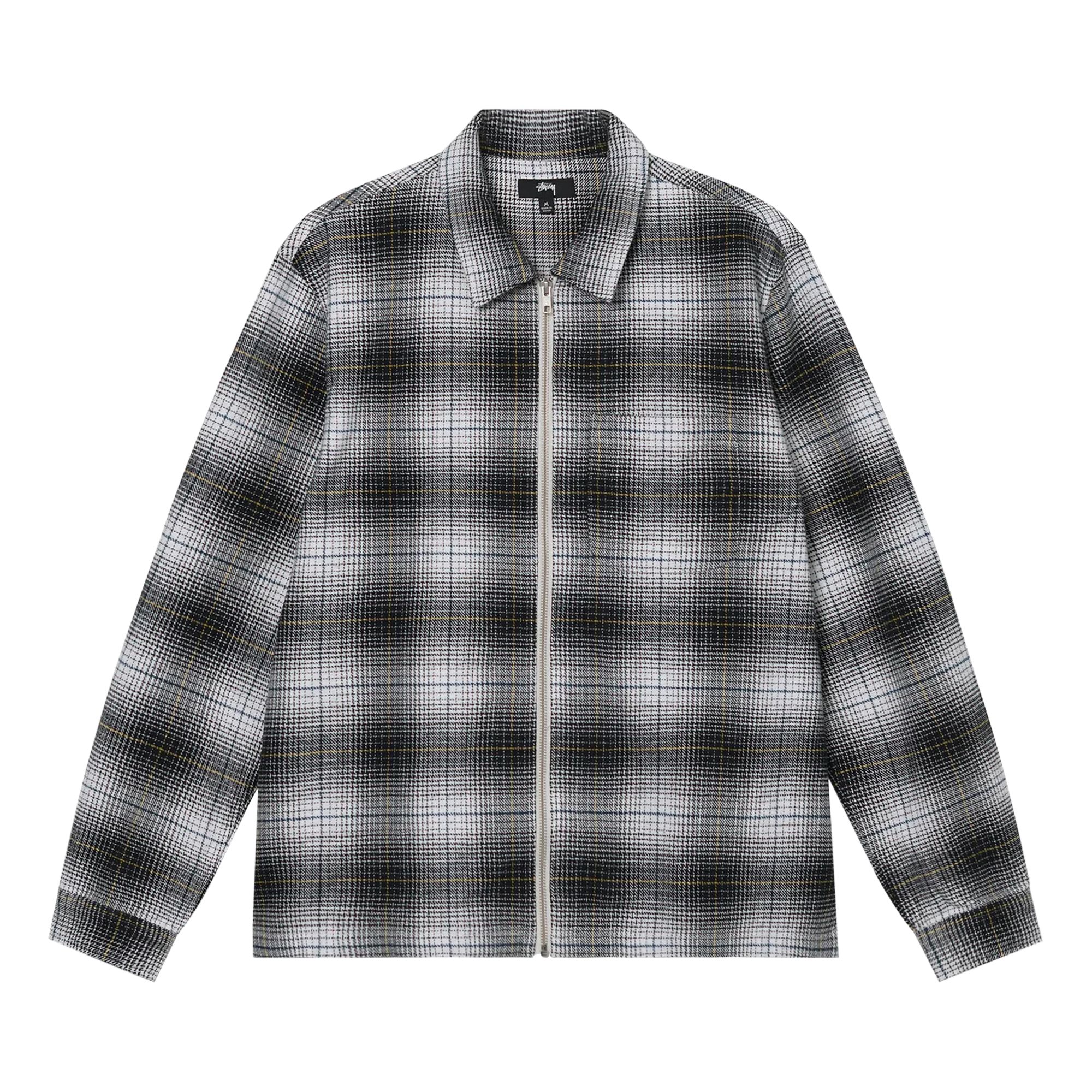 Stussy Paul Shadow Plaid Zip Shirt 'Black' | Men's Size M