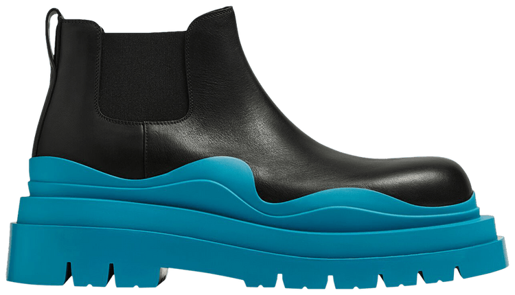Bottega Veneta Tire Cropped Boot Black Amalfi Blue