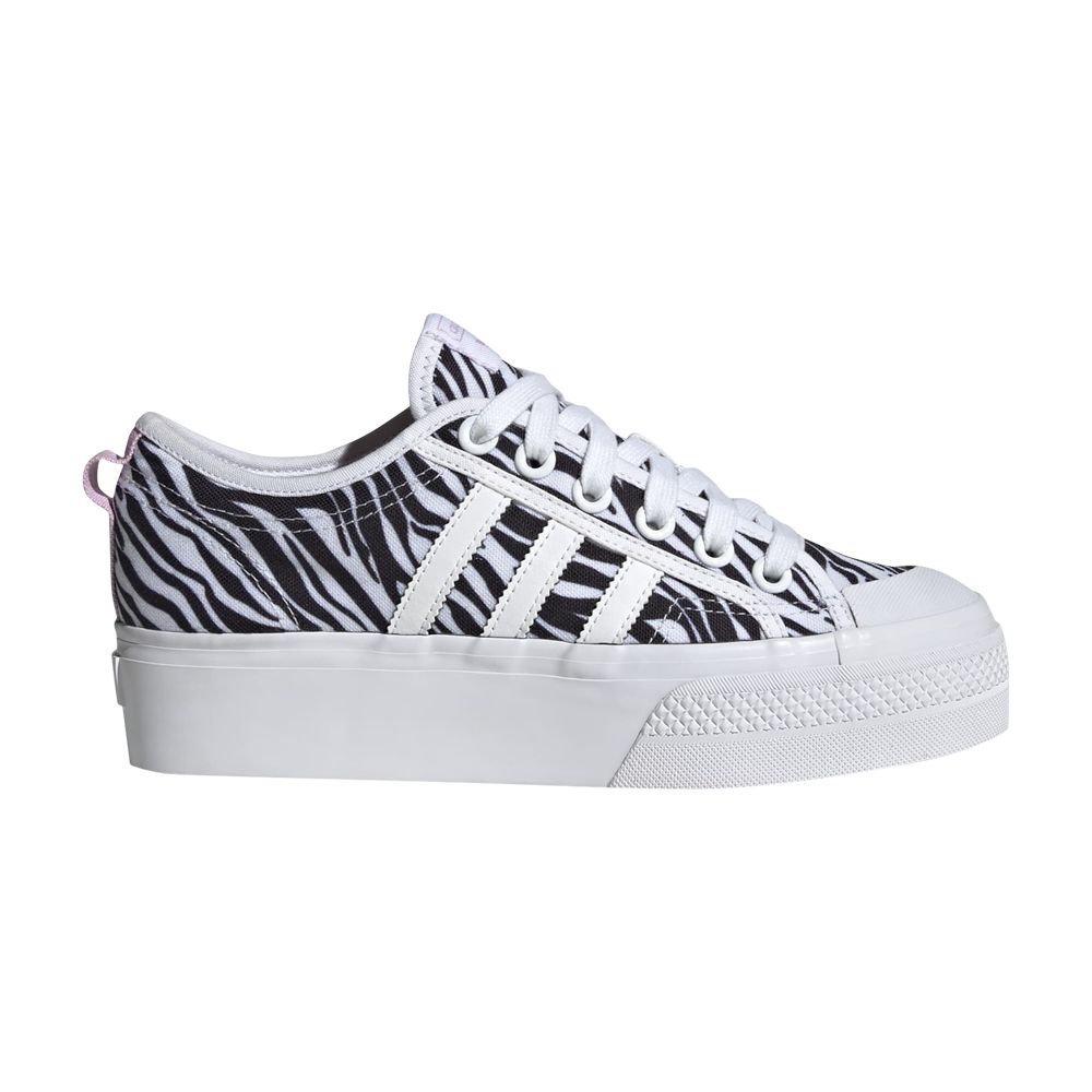 Pre-owned Adidas Originals Wmns Nizza Platform 'zebra' In White