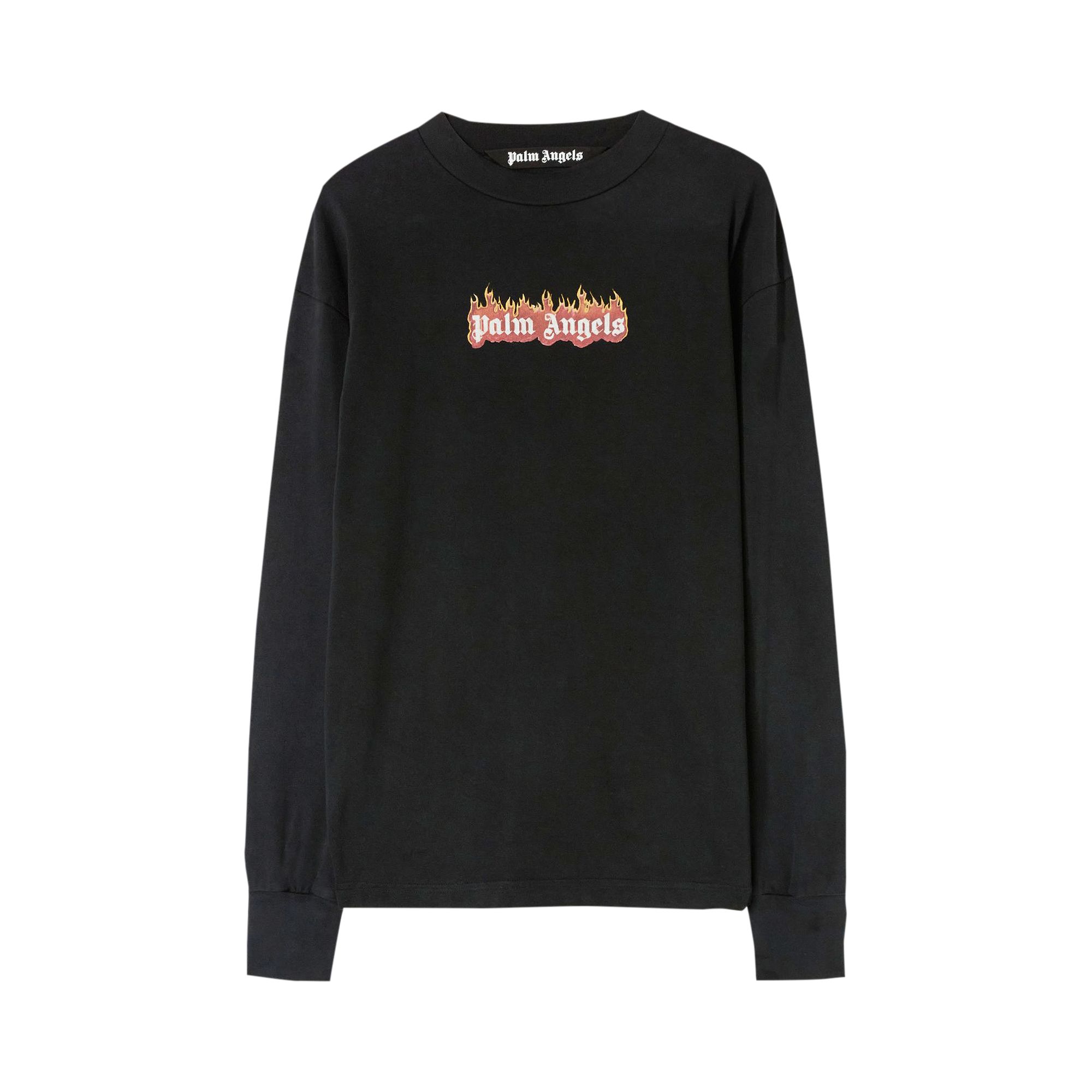 Palm Angels Burning Logo Classic Tee Long-Sleeve 'Black/White' | Men's Size XL