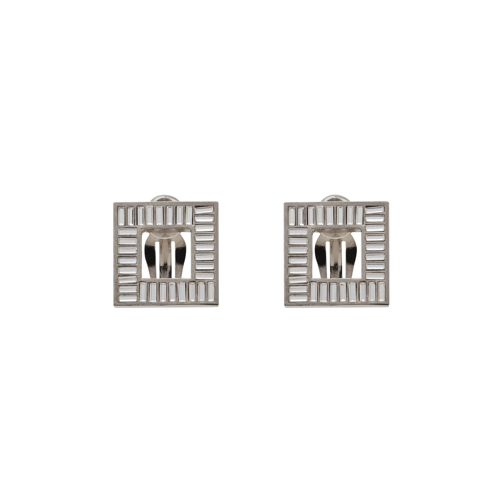 Saint Laurent Rhinestone Baguette Earrings 'Palladium' | Silver | Women's Size Onesize