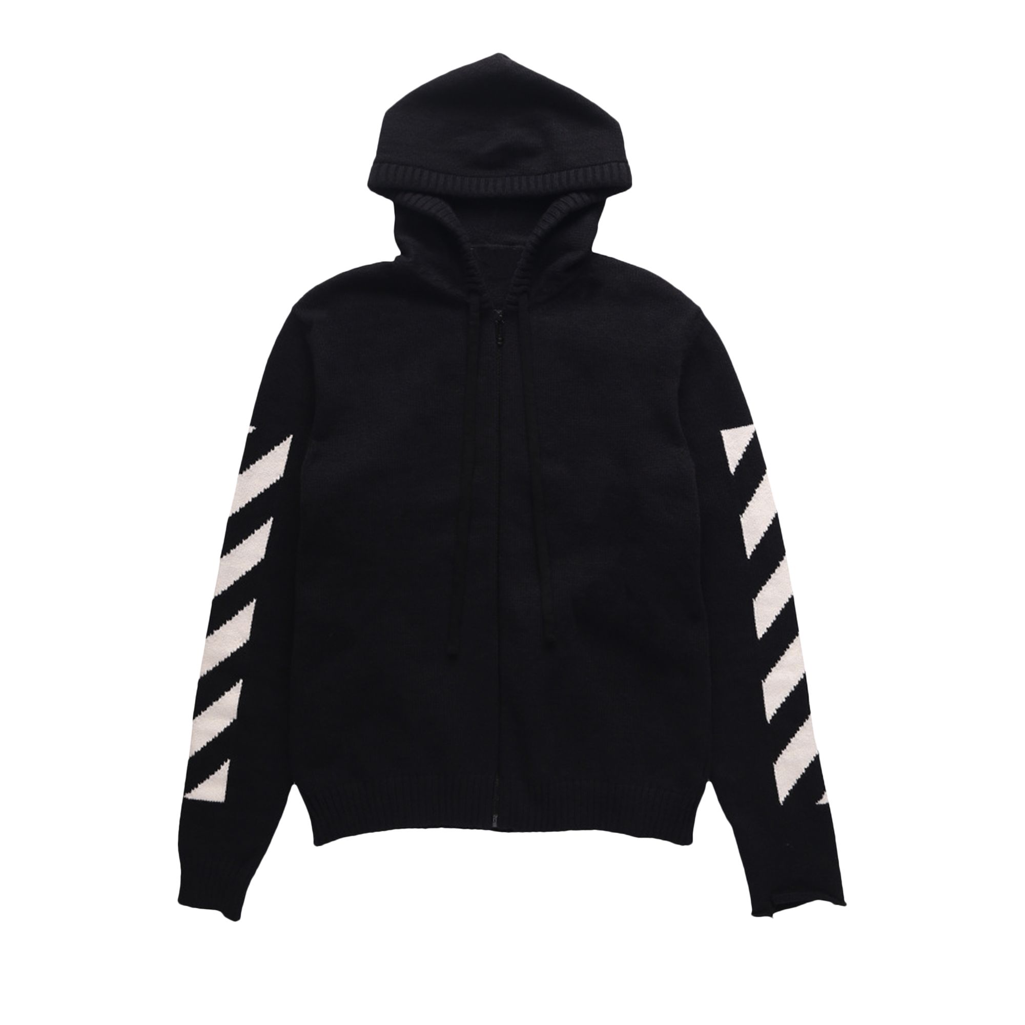 Off-White Diag Arrow Knit Zip Hoodie 'Black/White' | Men's Size M