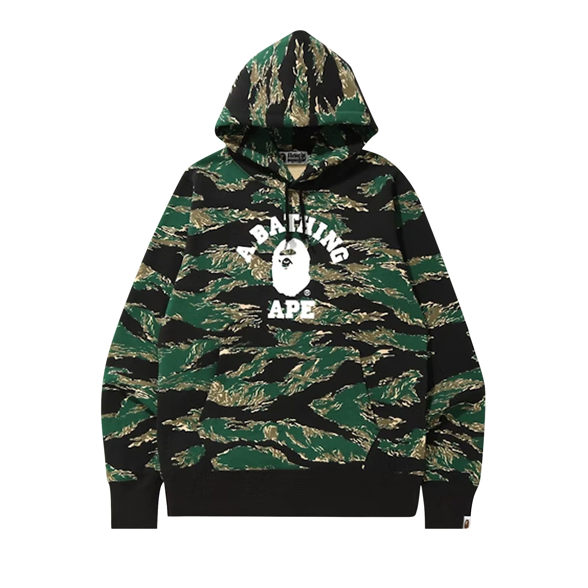 BAPE Tiger Camo College Pullover Hoodie 'Green' | Men's Size XL