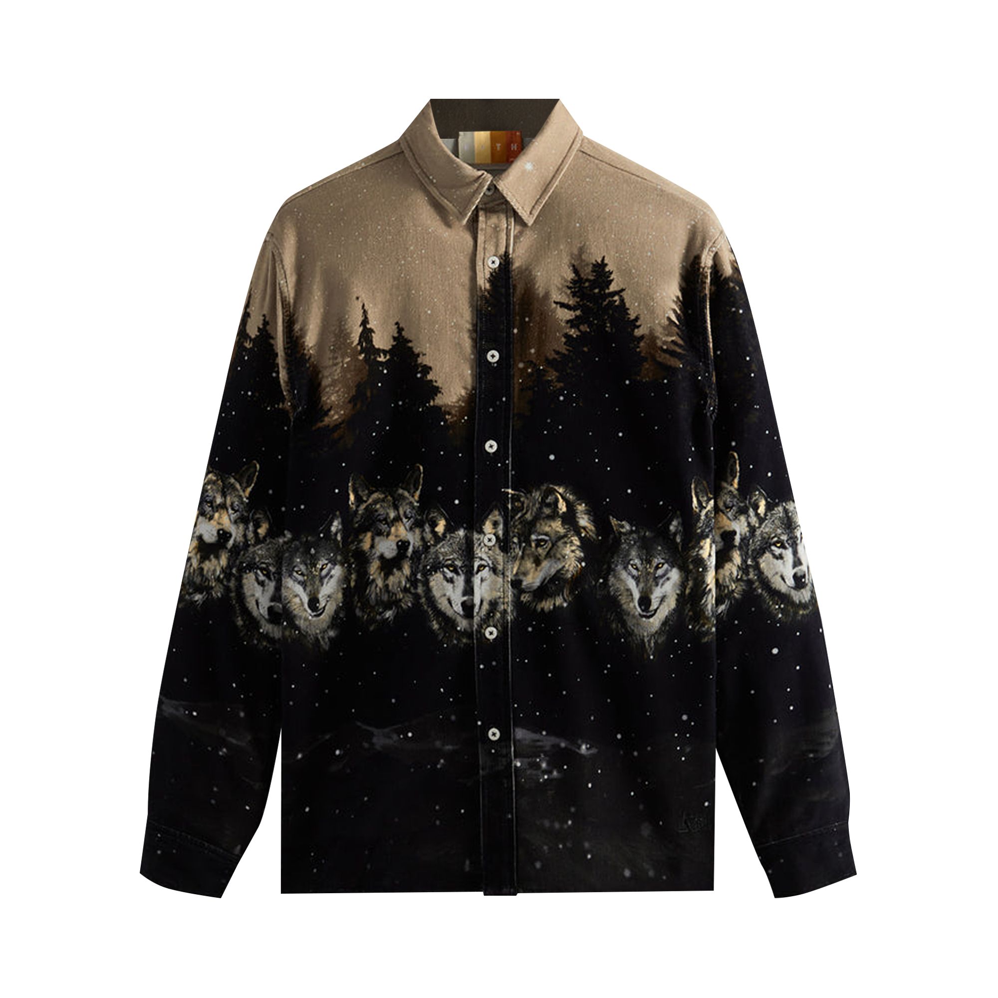 Kith Printed Wolves Cord Ludlow Shirt 'Black' | Men's Size L
