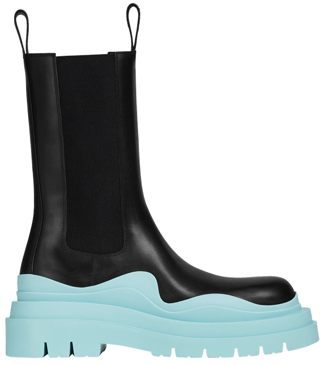 Bottega Veneta Wmns Tire Boot Black Pale Blue
