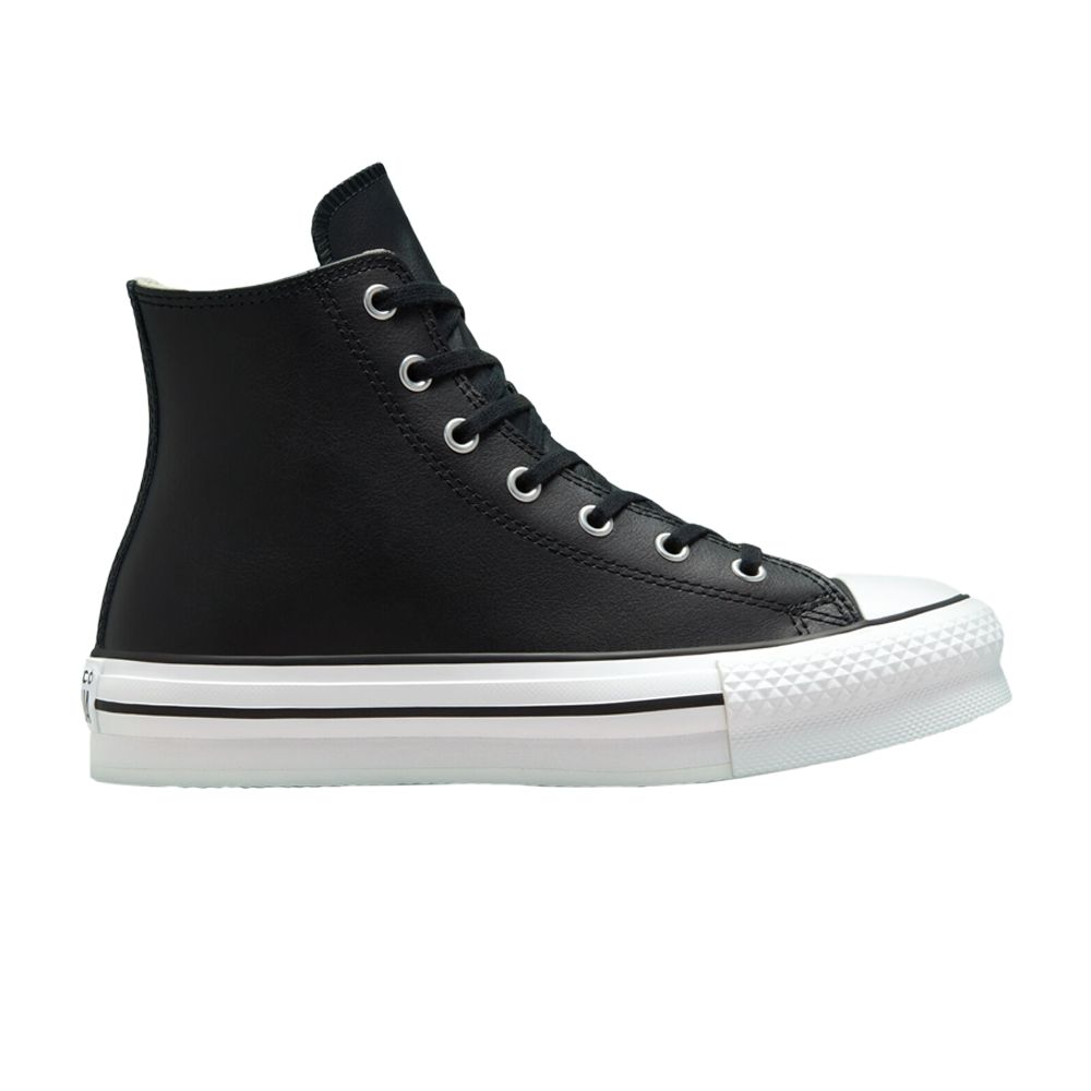 Pre-owned Converse Chuck Taylor All Star Lift Platform Leather High Gs 'black Natural Ivory' | Kid's Size 7