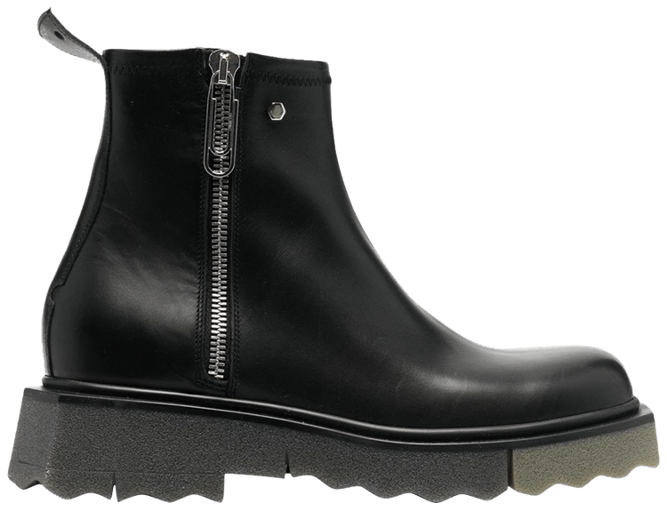 Off White Sponge Zip Boot Black Green