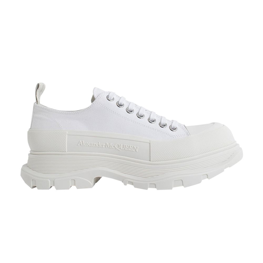Pre-owned Alexander Mcqueen Tread Slick Lace Up 'triple White' | Men's Size 44.5