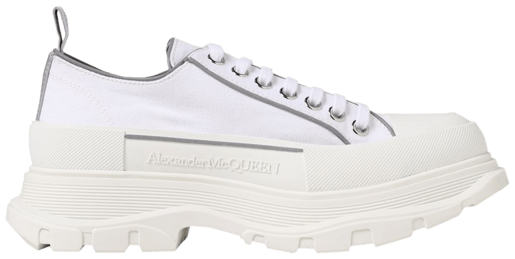 Alexander McQueen Tread Slick Lace Up White Silver