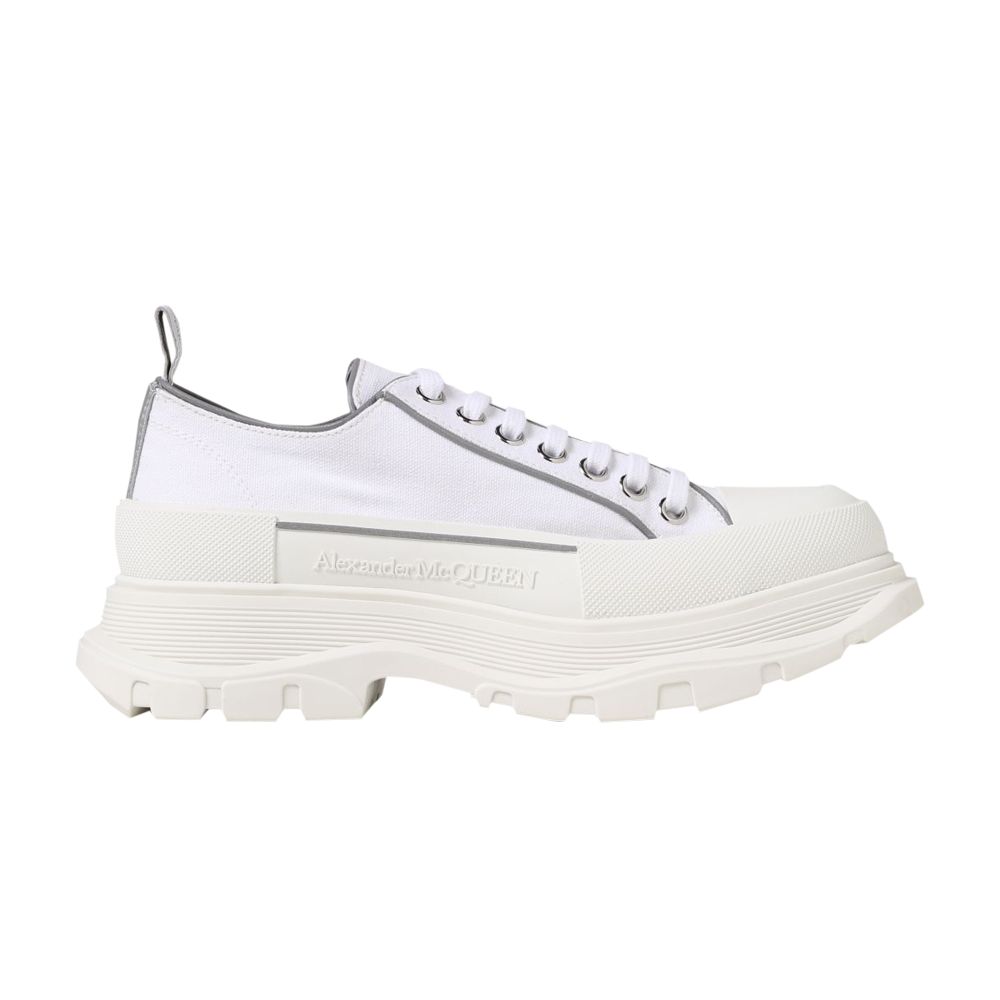 Pre-owned Alexander Mcqueen Tread Slick Lace Up 'white Silver' | Men's Size 40