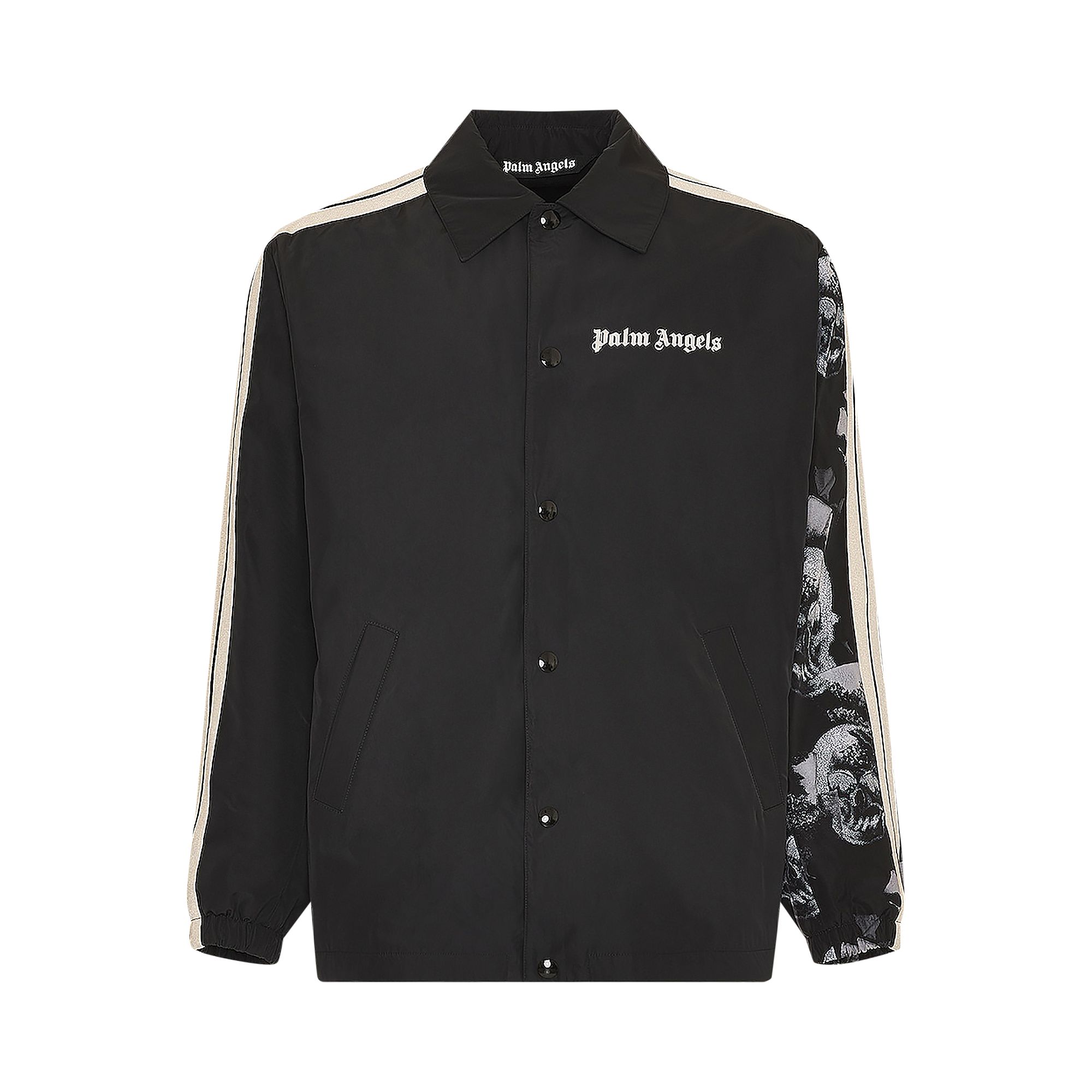 Palm Angels Skull Sleeve Print Coach Shirt Jacket 'White/Black' | Men's Size S