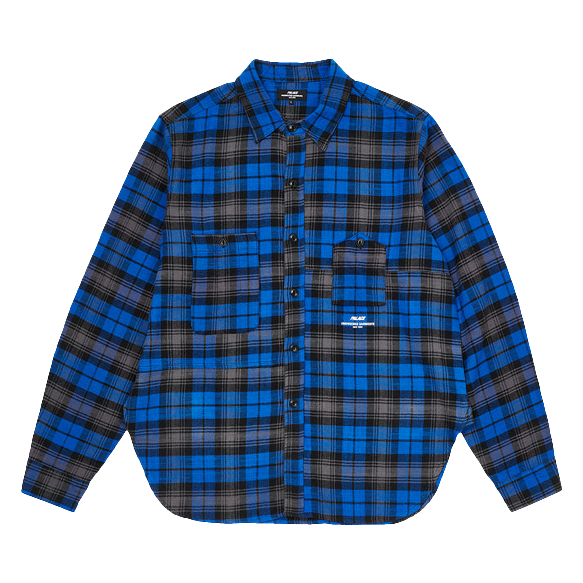 Pre-owned Palace X Engineered Garments Panel Check Work Shirt 'blue'