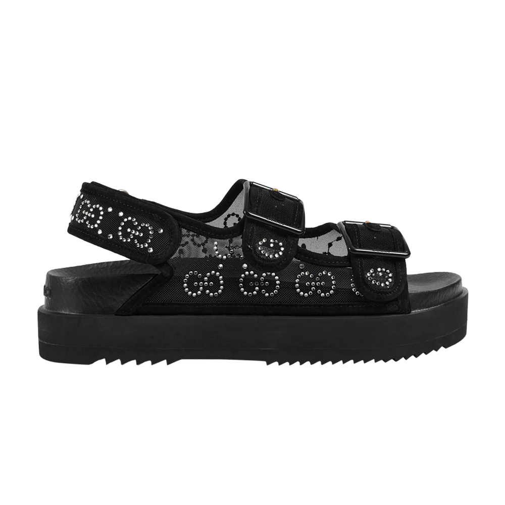 Pre-owned Gucci Wmns Gg Sandal 'crystals - Black'