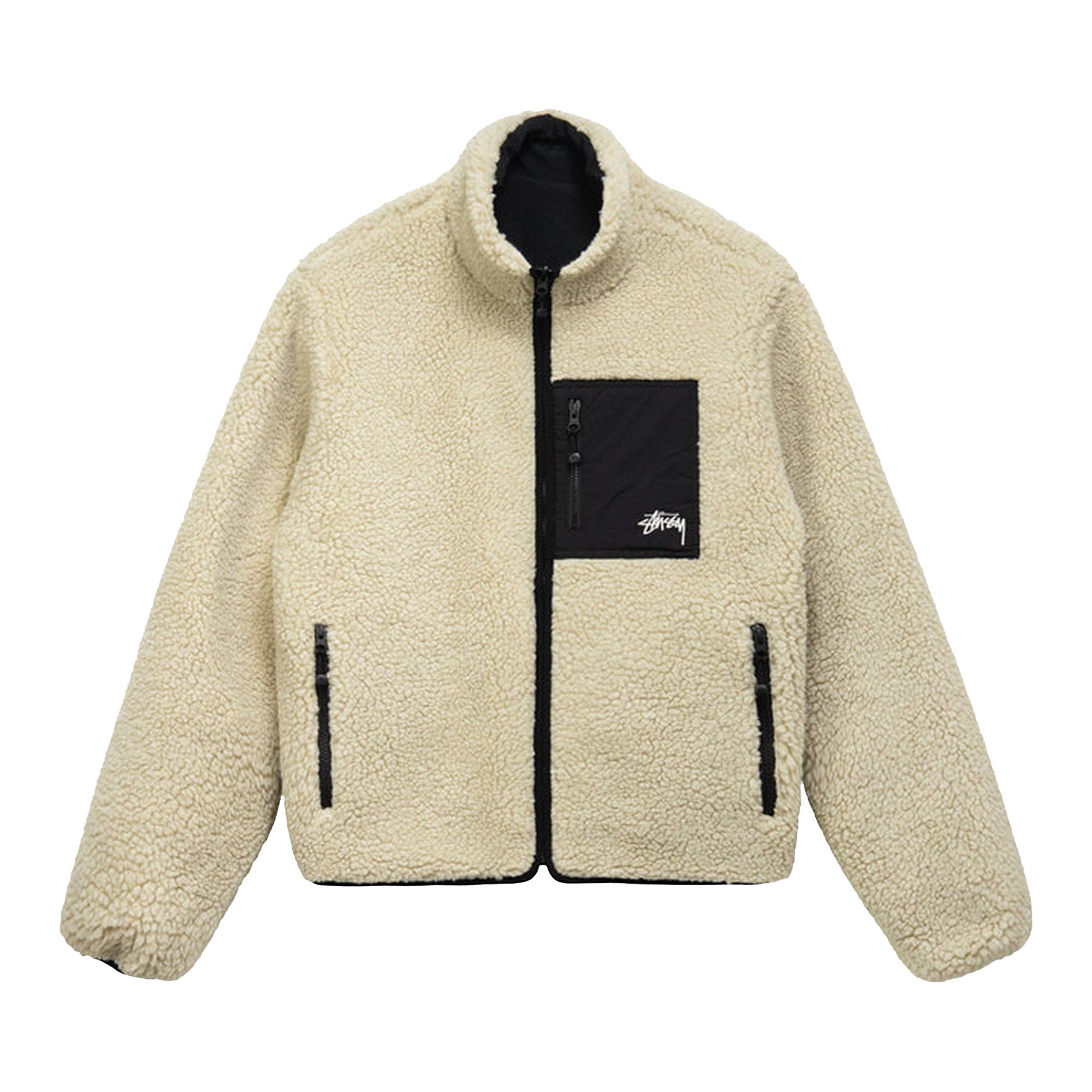 Stussy 8 Ball Sherpa Jacket 'Natural' | Cream | Men's Size M