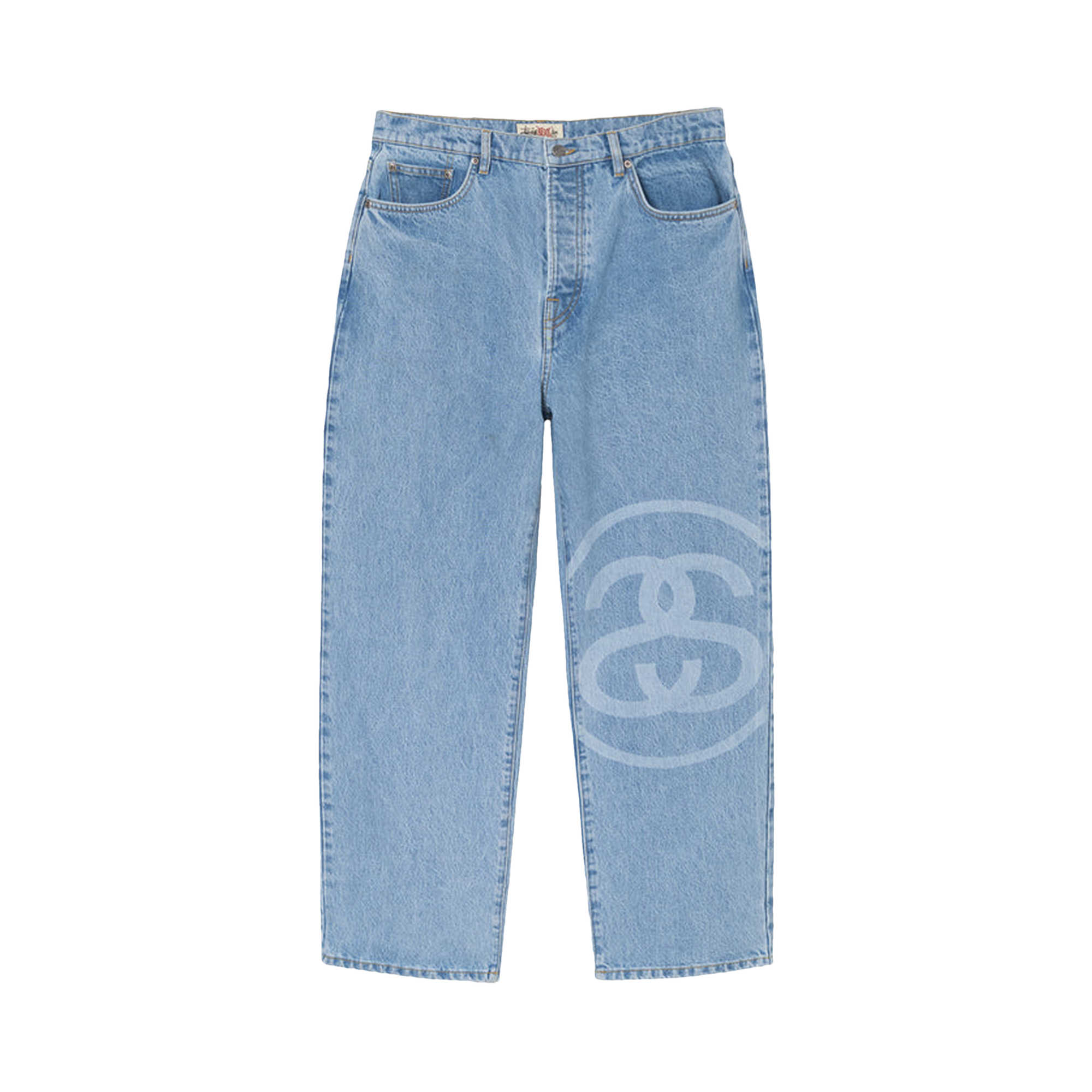 Pre-owned Stussy Ss-link Big Ol' Jeans 'stone Wash' In Blue