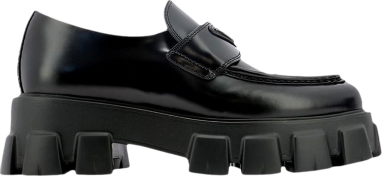 Prada Wmns Monolith Pointy Brushed Leather Loafers 'Black'