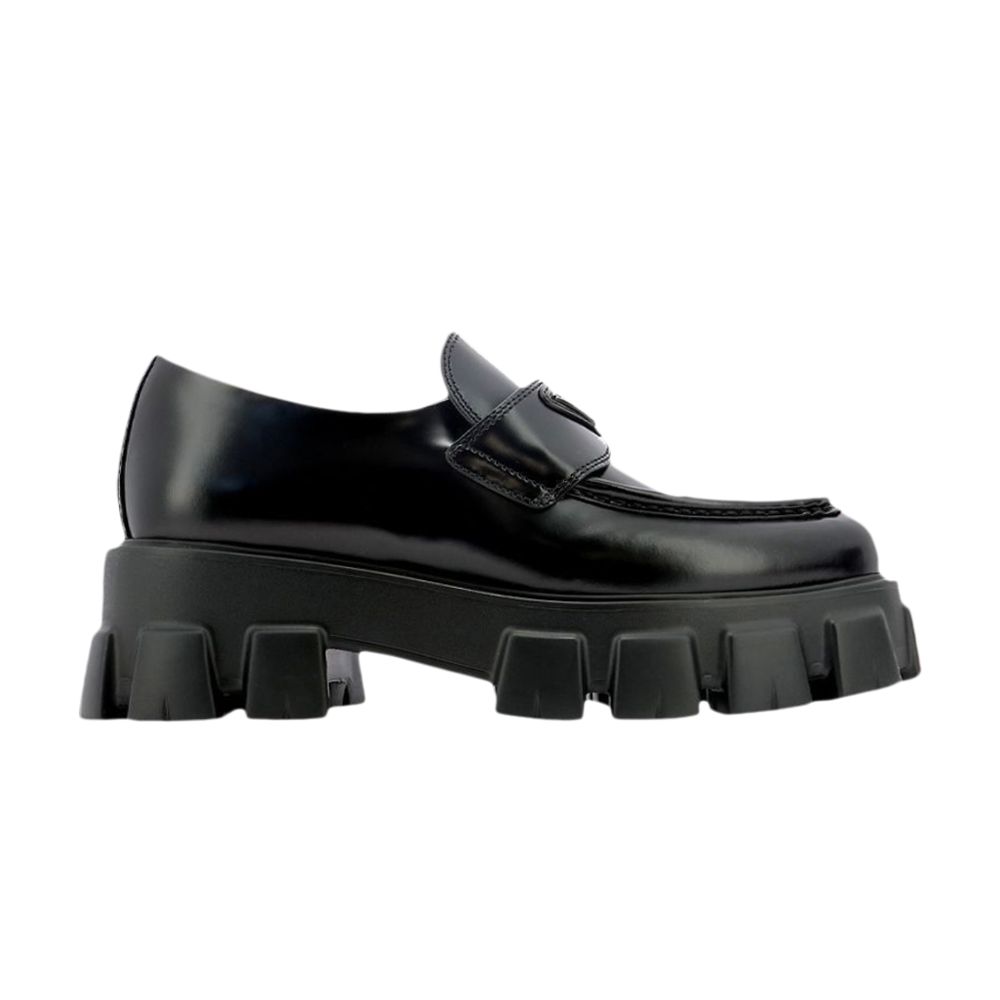 Pre-owned Prada Wmns Monolith Pointy Brushed Leather Loafers 'black'