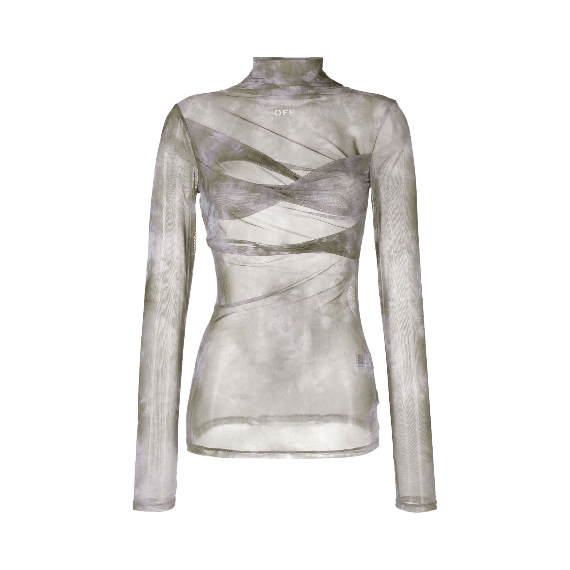 Off-White Tie Dye Tulle Twist Long-Sleeve Top 'Military' | Multi-Color | Women's Size 40