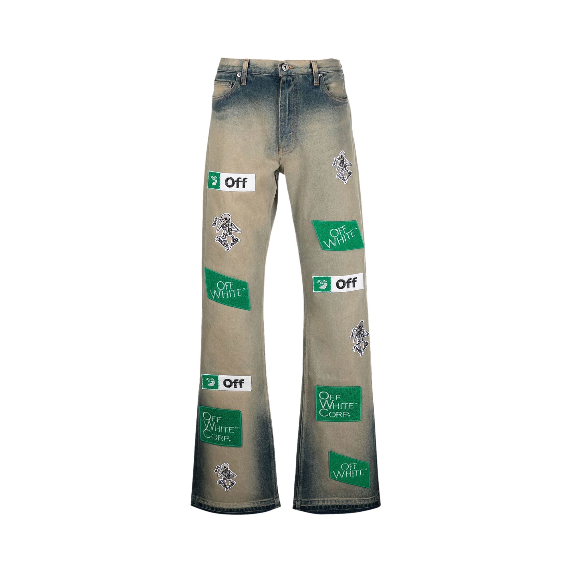 Pre-owned Off-white Diag Multilogo Relax Slim Jean 'grey/white'