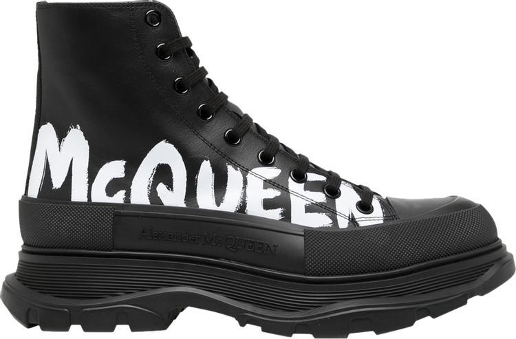 Alexander McQueen Tread Slick Boot 'Graffiti Logo - Black'