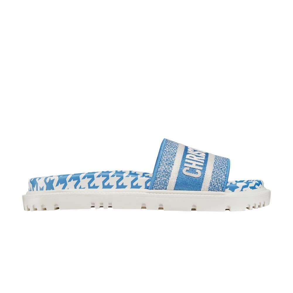 Pre-owned Dior Wmns Dway Slide 'houndstooth - Corn Flower' | Blue | Women's Size 39.5