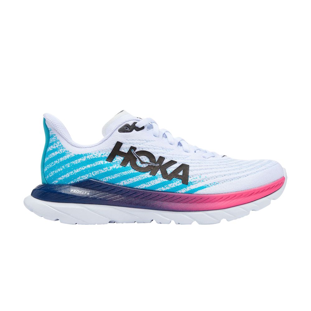 Pre-owned Hoka Wmns Mach 5 'white Scuba Blue'