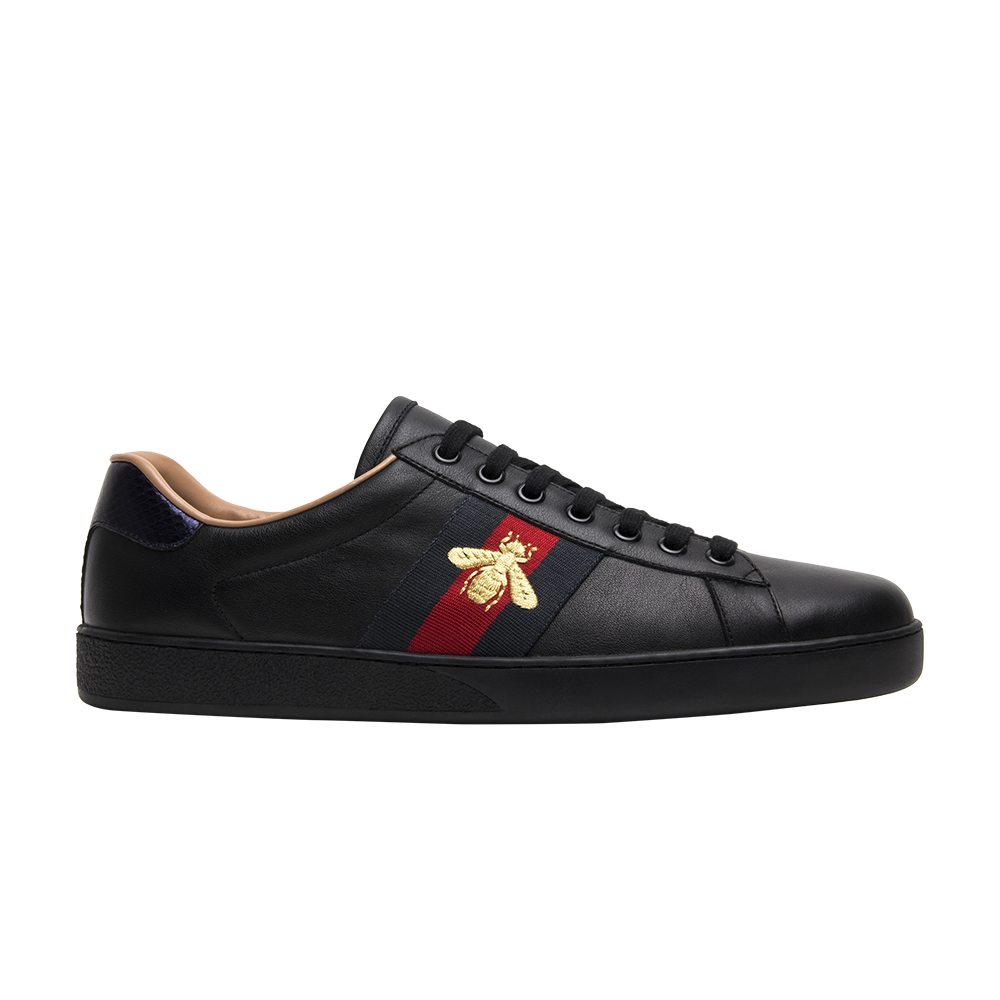 Pre-owned Gucci Ace Embroidered 'black Bee'