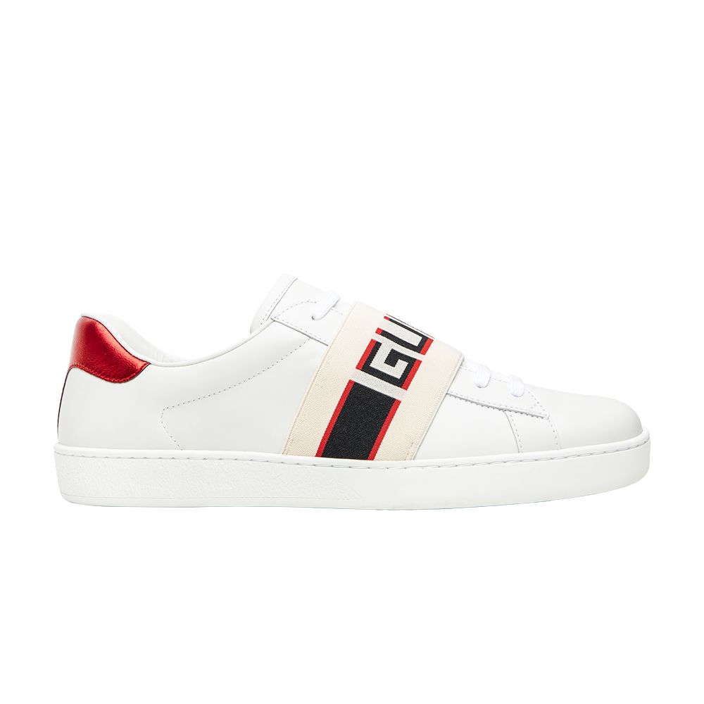 Gucci Stripe Leather Sneaker 'White Red Black' | Men's Size 5.5