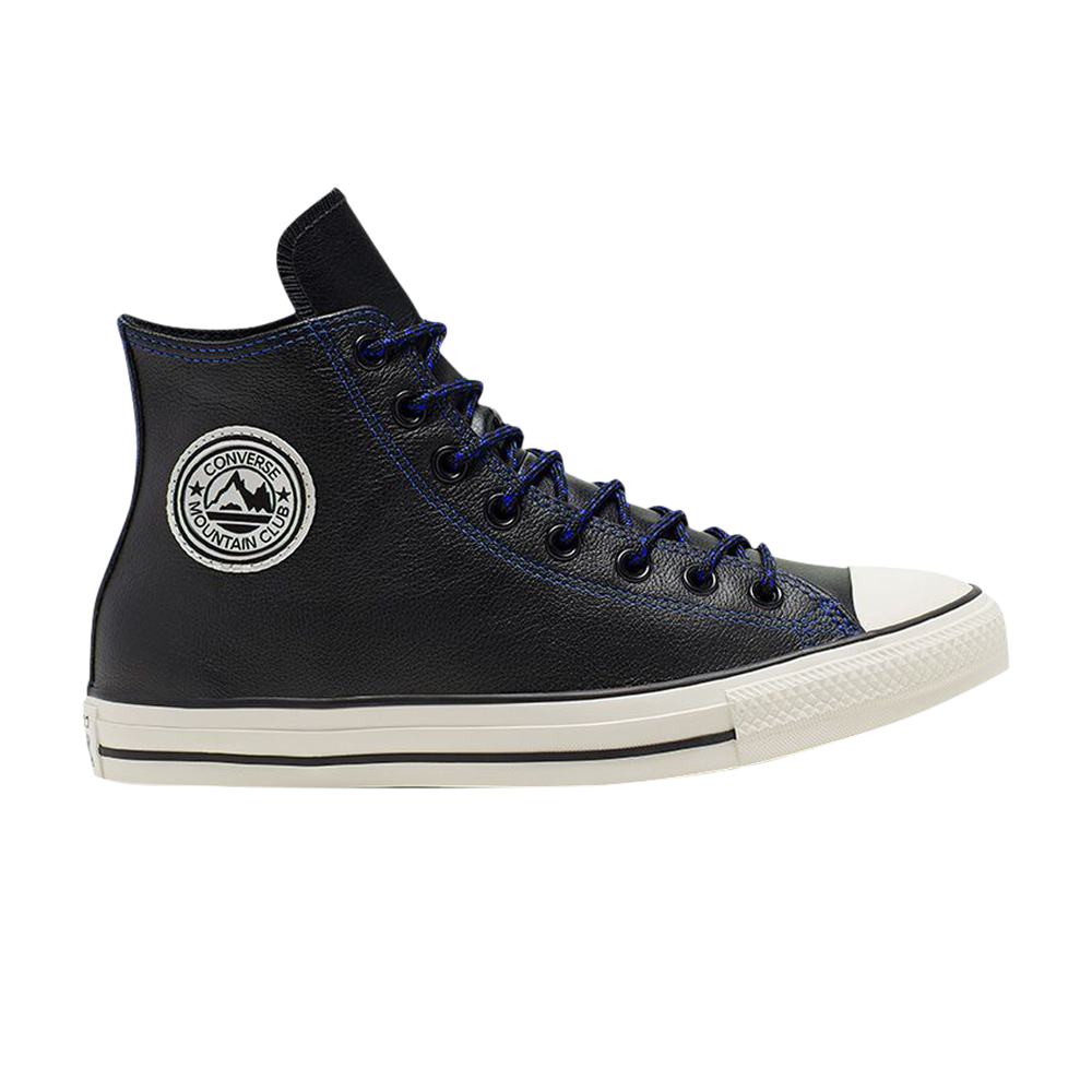 Pre-owned Converse Chuck Taylor All Star High Tumbled Leather 'black Hyper Royal'