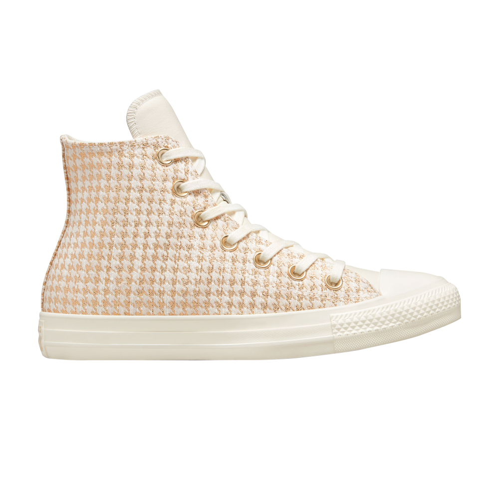 Pre-owned Converse Wmns Chuck Taylor All Star High 'houndstooth Shine - Egret' In Cream