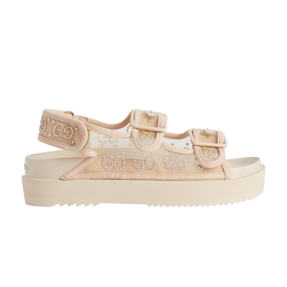 Pre-owned Gucci Wmns Gg Sandal 'crystals - Rose Beige' In Cream