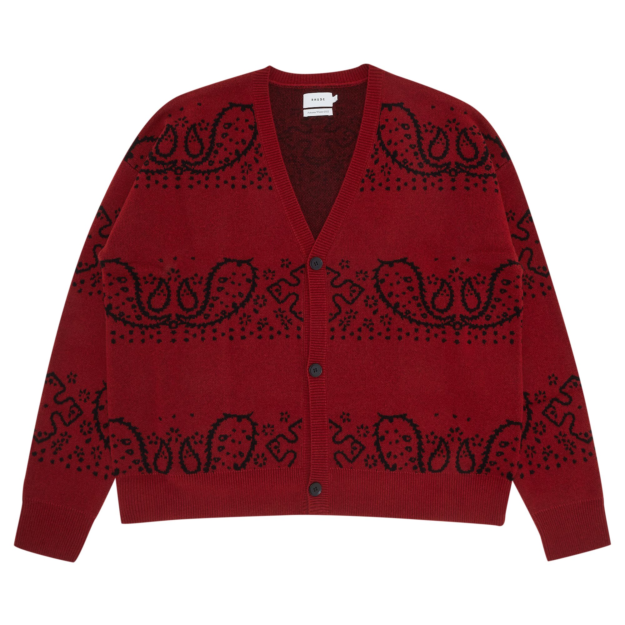 Rhude Bandana Knit Cardigan 'Red/Black' | Men's Size L
