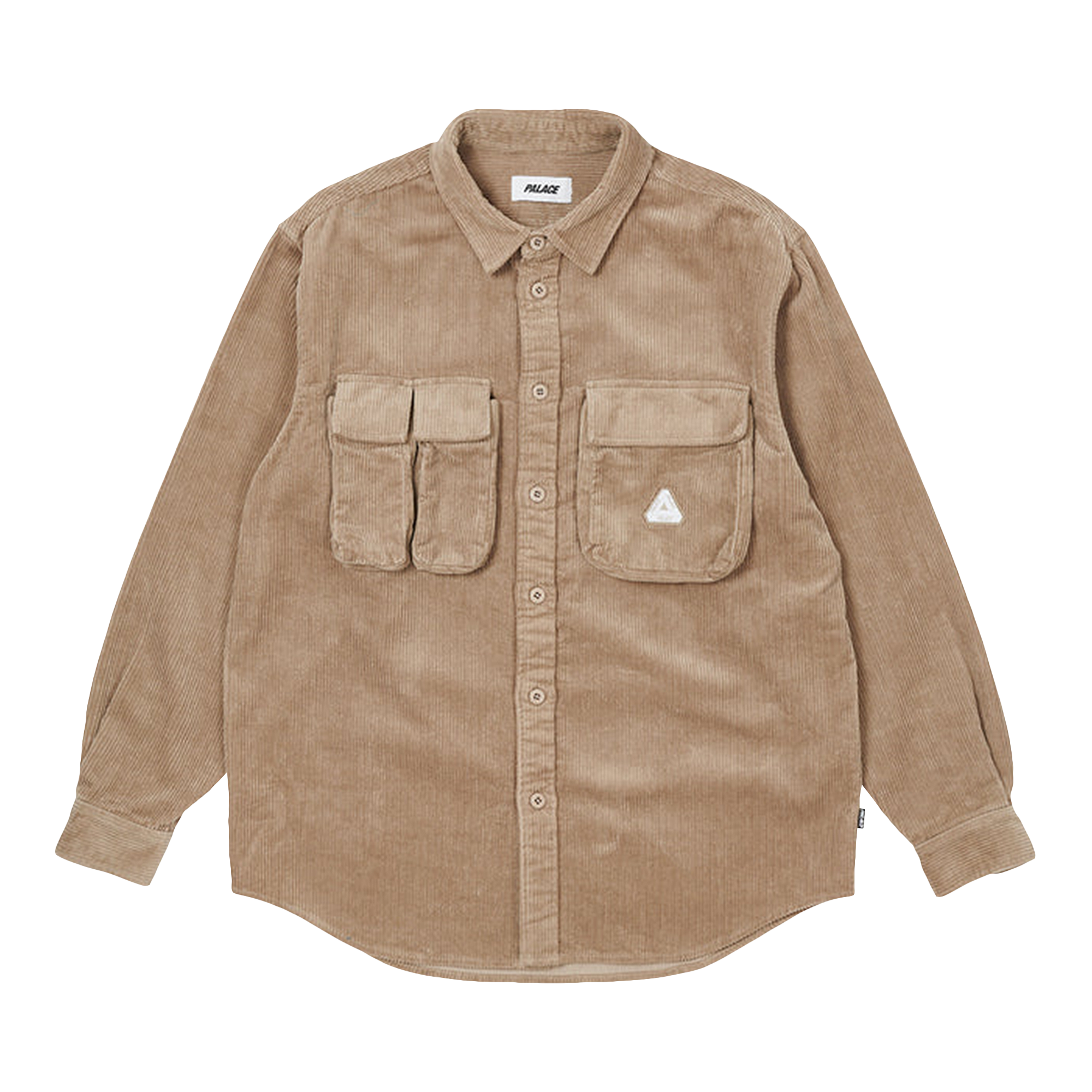Pre-owned Palace Cargo Cord Shirt 'stone' In Brown