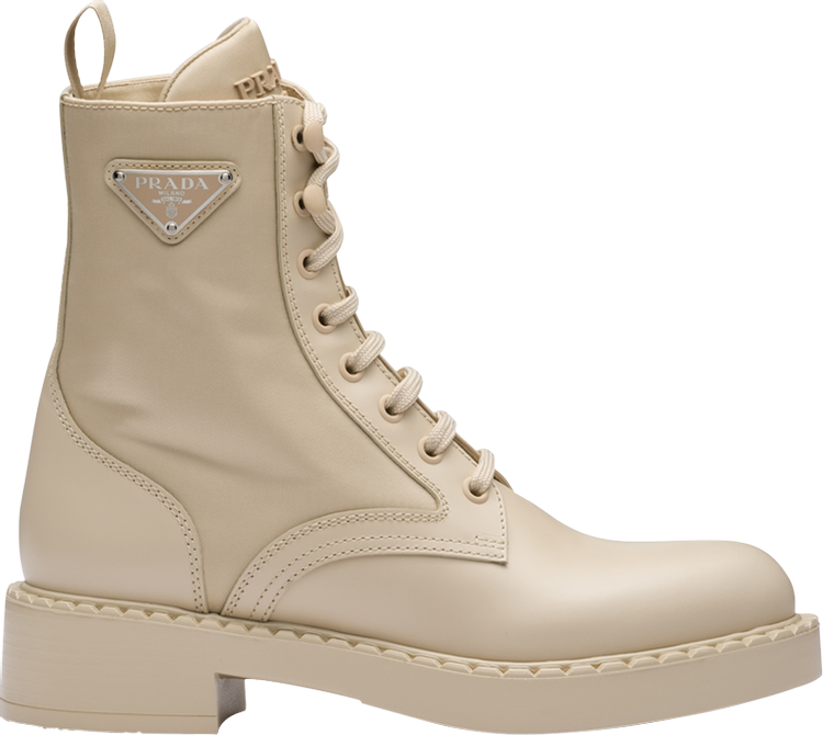 Prada Wmns Brushed Leather and Re-Nylon Ankle Boot 'Desert Beige'