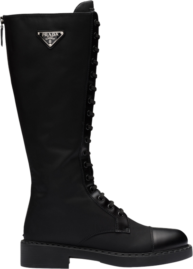 Prada Wmns Brushed Leather and Re-Nylon Boot 'Black'