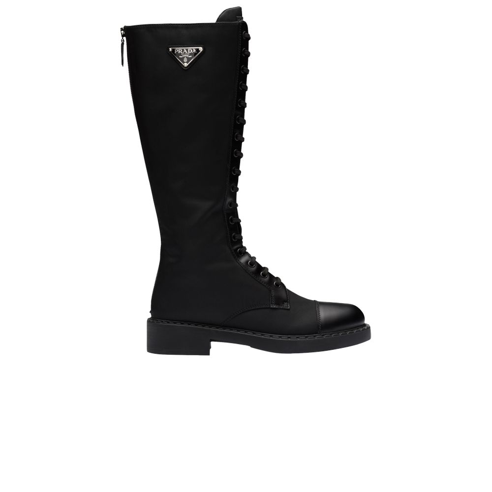 Pre-owned Prada Wmns Brushed Leather And Re-nylon Boot 'black' | Women's Size 43