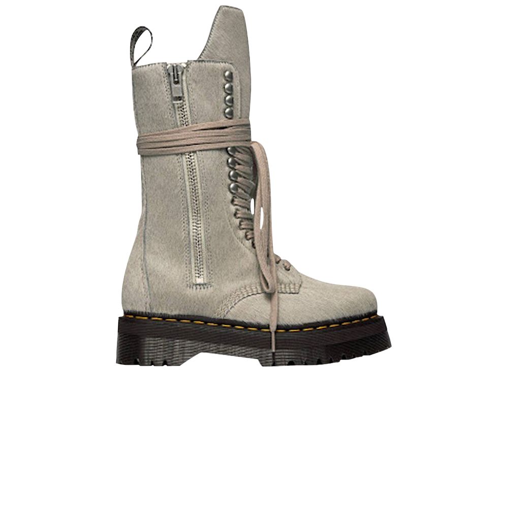 Pre-owned Rick Owens Dr. Martens X Wmns Strobe Calf Length Boot 'furry Pearl' | Cream | Women's Siz In White