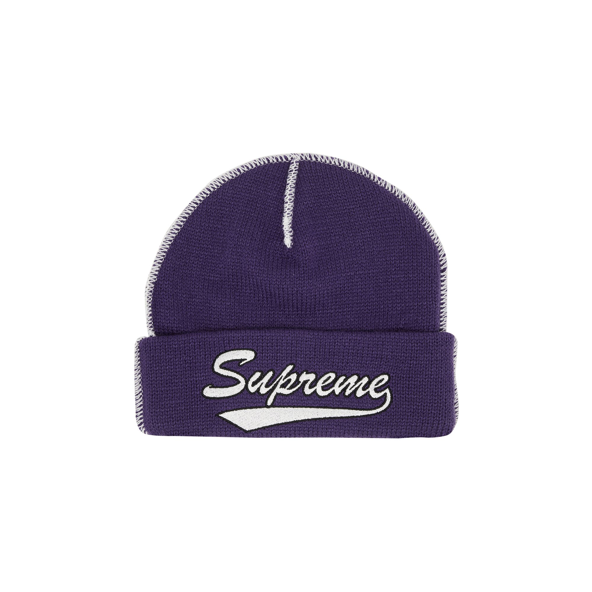 Supreme Contrast Stitch Beanie 'Purple' | Men's Size Onesize