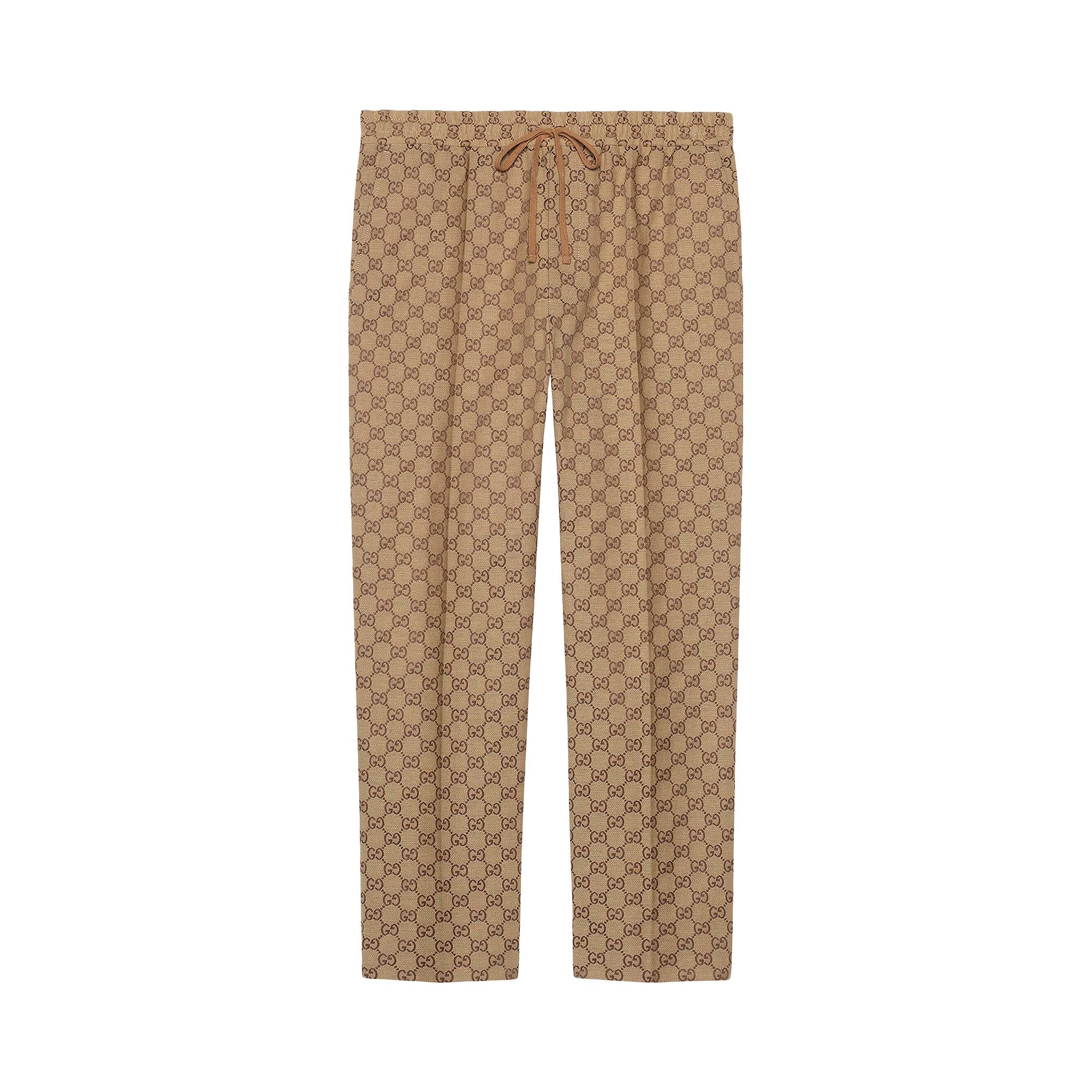 Pre-owned Gucci Gg Canvas Jogging Pant 'camel' | Tan | Men's Size 54 In Brown