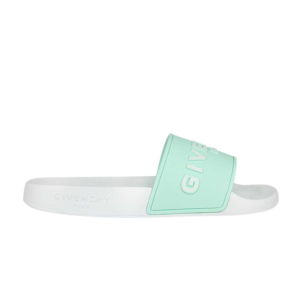 Pre-owned Givenchy Wmns Logo Slide 'white Aqua Green' | Women's Size 35