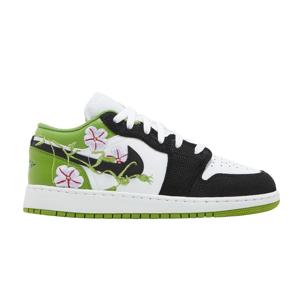 Pre-owned Air Jordan 1 Low Se Gs 'floral' | Green | Kid's Size 4.5