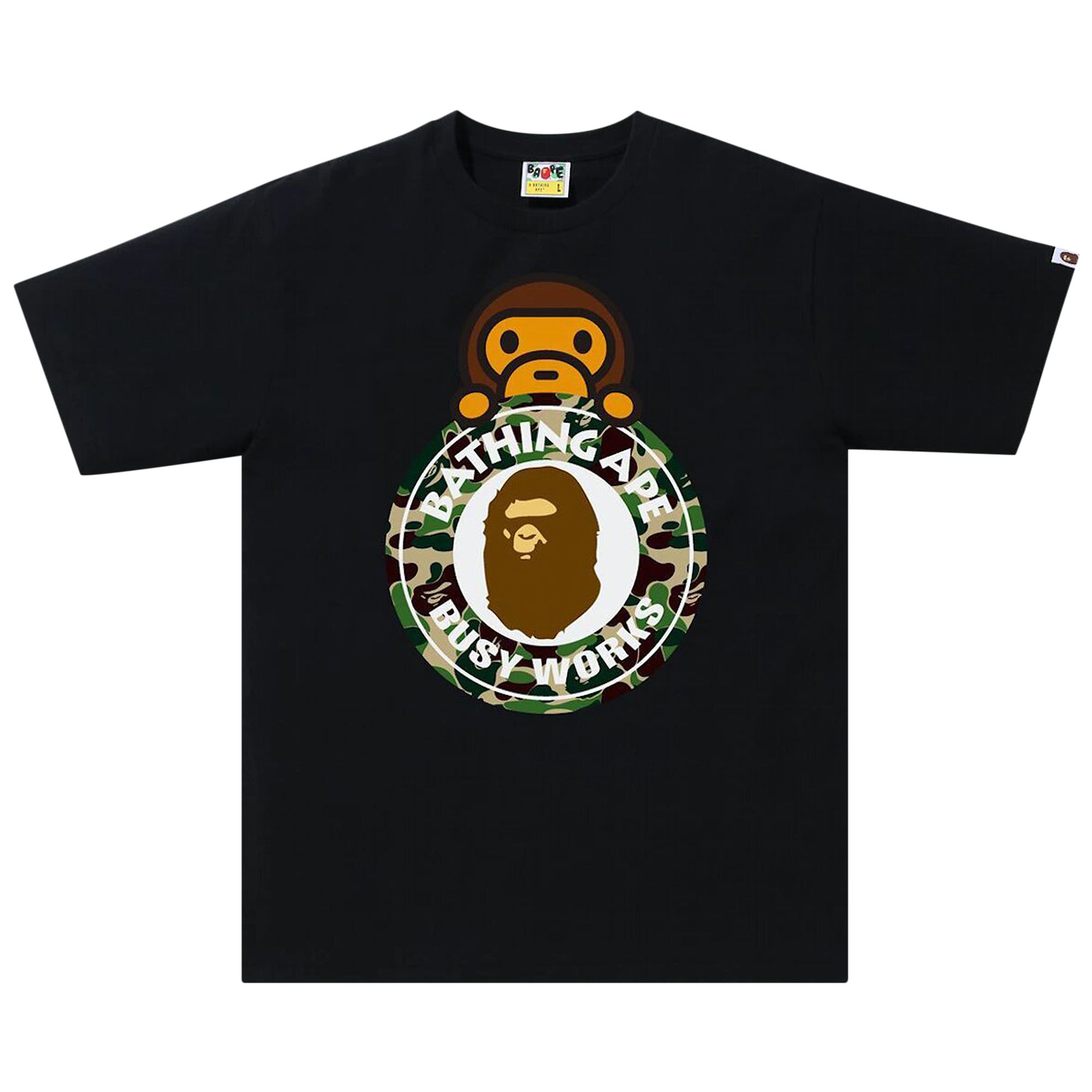 BAPE ABC Camo Milo On Busy Works Tee 'Black/Green' | Men's Size 2XL