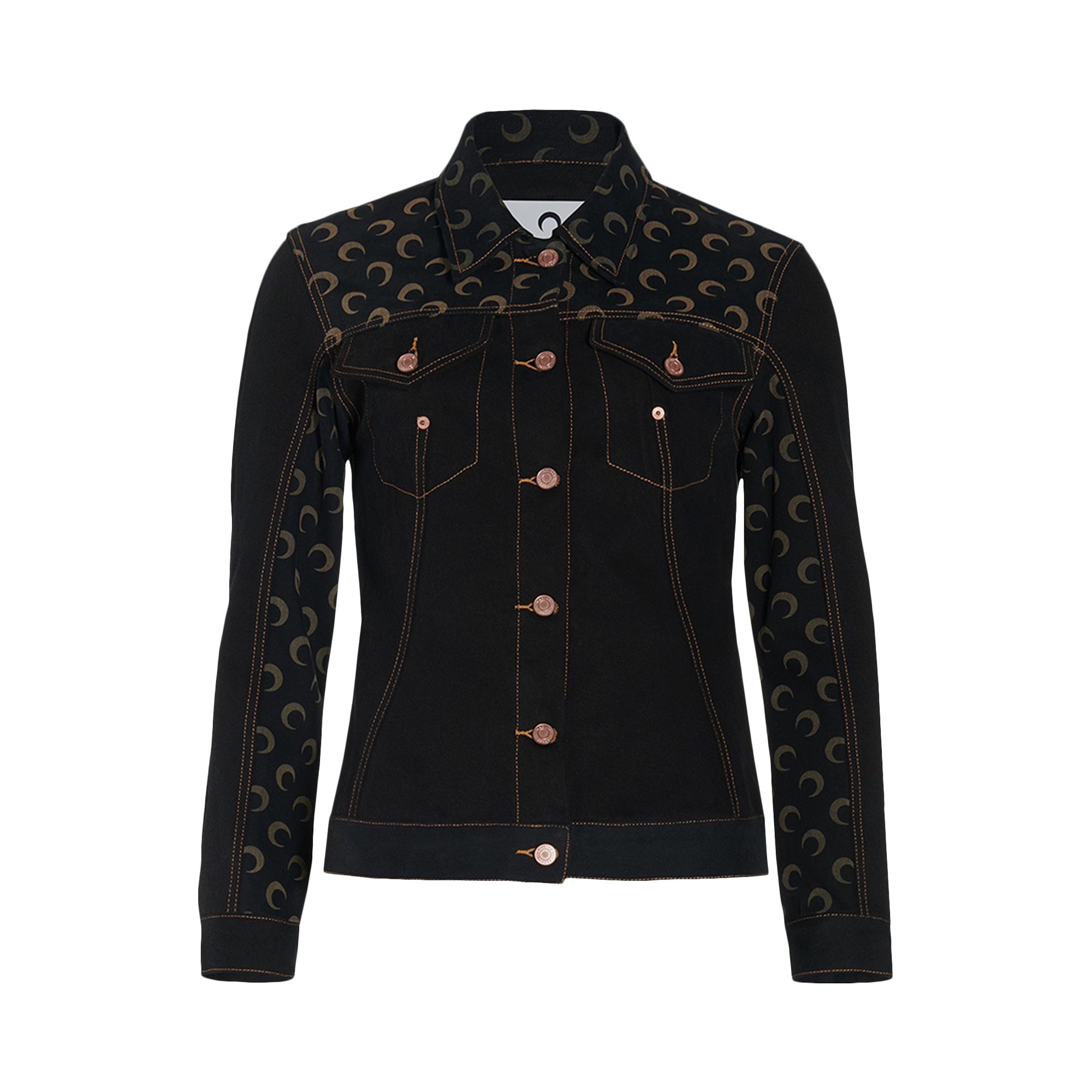 Marine Serre Moon Denim Semi-Fitted Jacket 'Black' | Women's Size 36