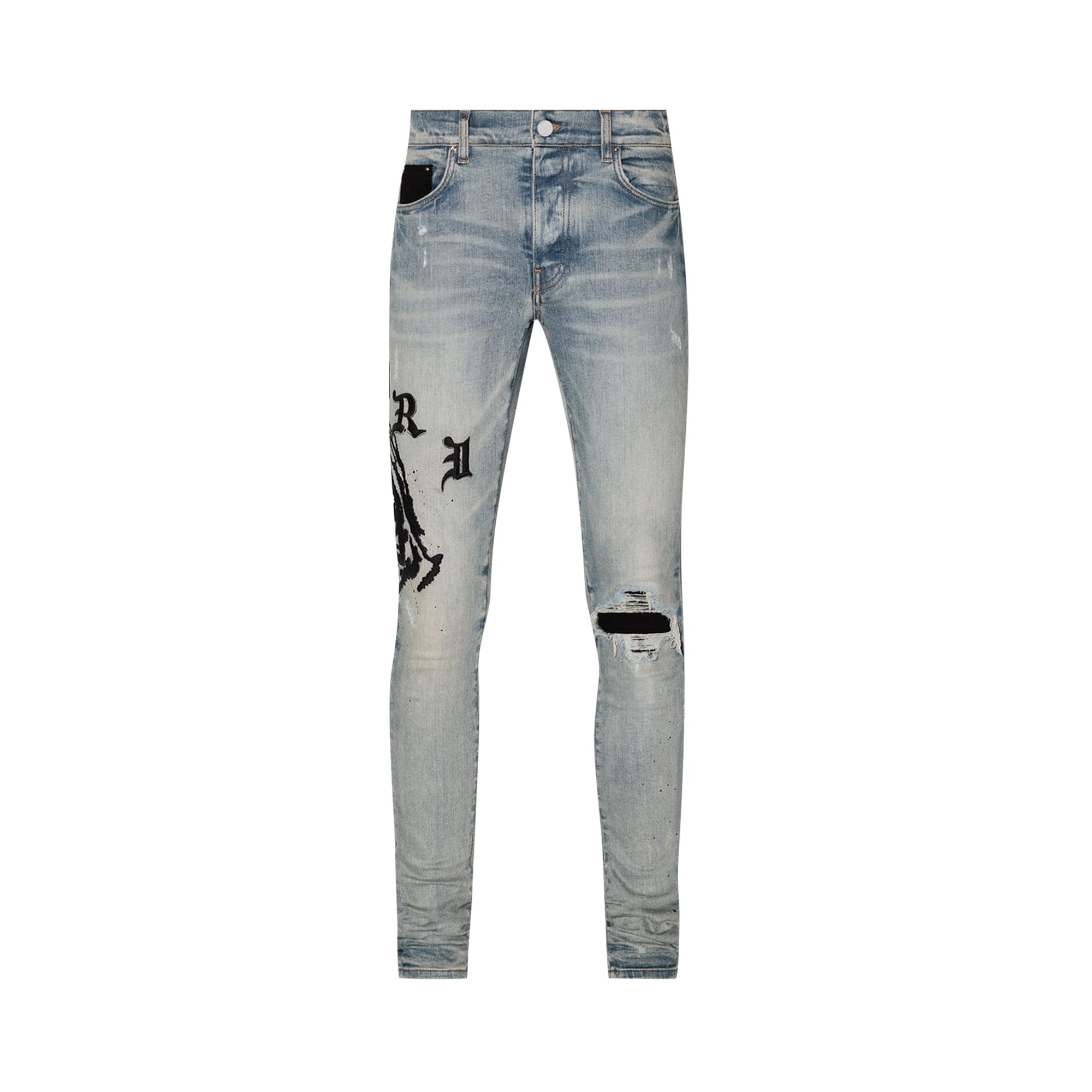 Pre-owned Amiri X Wes Lang Reaper Logo Jean 'clay Indigo' In Blue