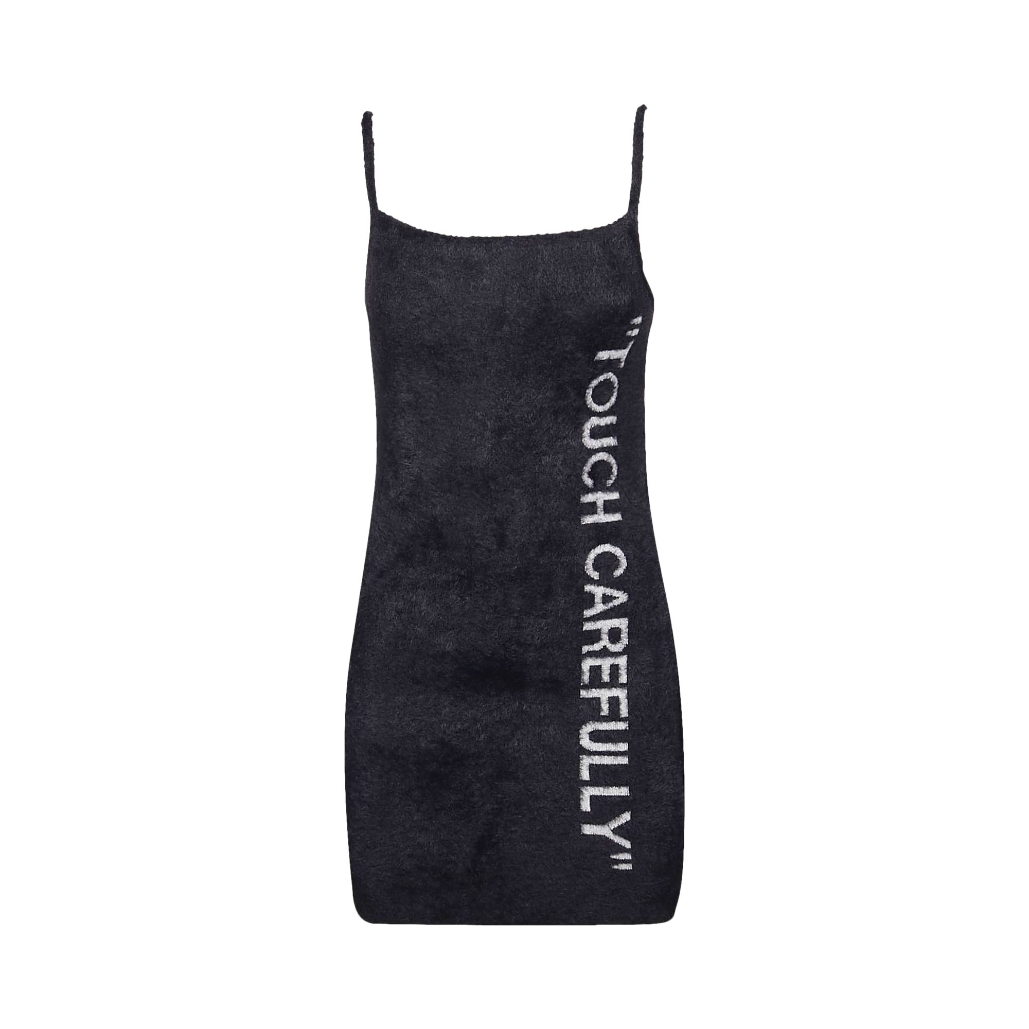 Off-White Quote Fuzzy Mini Dress 'Black/White' | Women's Size 40
