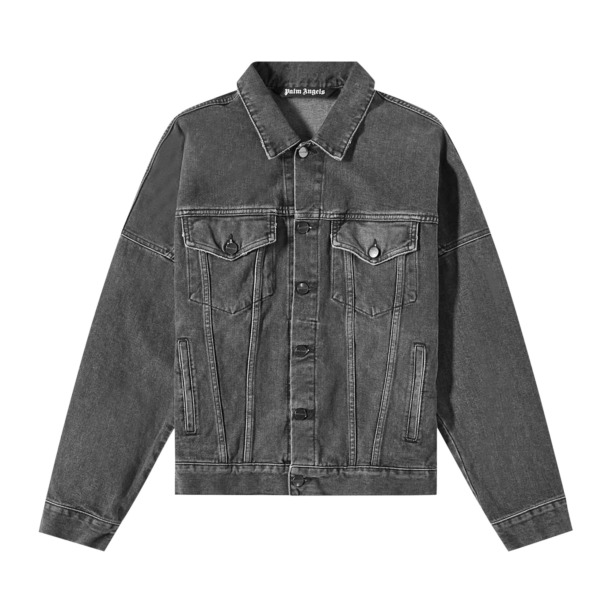 Palm Angels Logo Over Denim Jacket 'Black/White' | Men's Size L