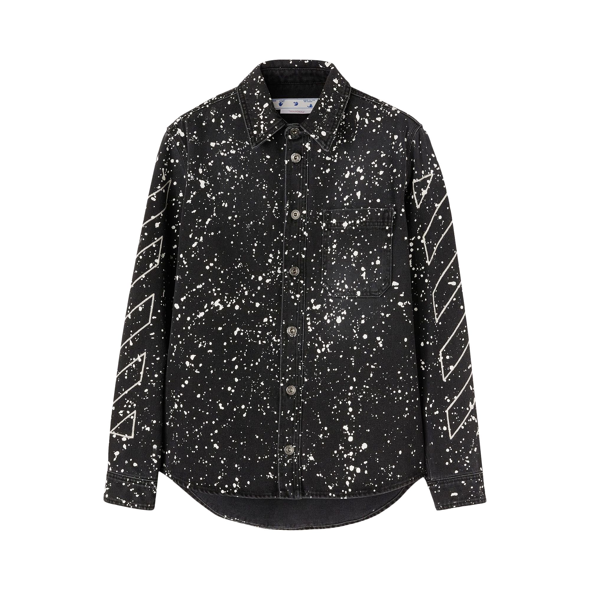 Off-White Diag Paint Denim Shirt 'Black/White' | Men's Size L